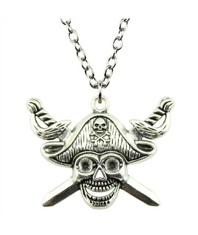 Collier Tête de Mort Pirate Epée (Argent)